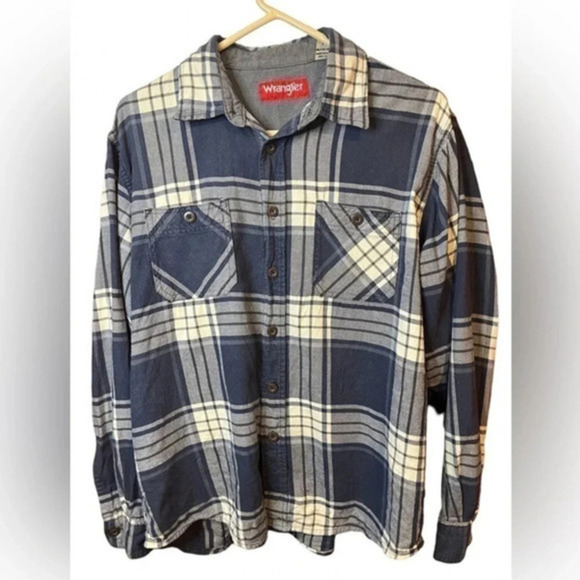 Wrangler Vintage Plaid Cotton Button‎ up Shirt Size Large Western Cowboy - Picture 1 of 11